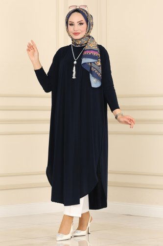 moda selvim Basic Sandy Tesettür Tunik 1735-1AF356 Laci - Thumbnail