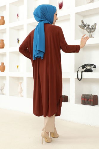 moda selvim Basic Sandy Tunic MSL2002 Cinnamon - Thumbnail