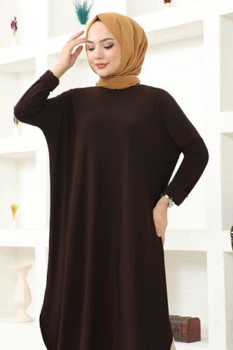 moda selvim Basic Sandy Tunic MSL2002 Brown - Thumbnail