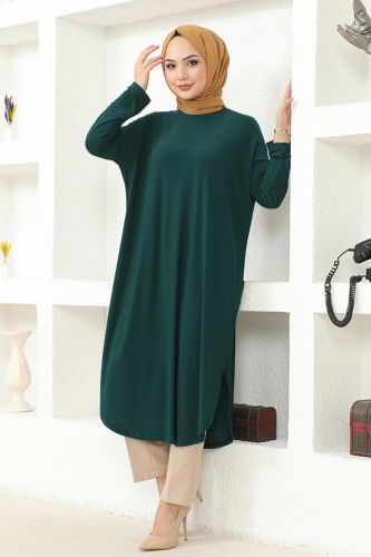 moda selvim Basic Sandy Tunic MSL2002 Emerald - Thumbnail