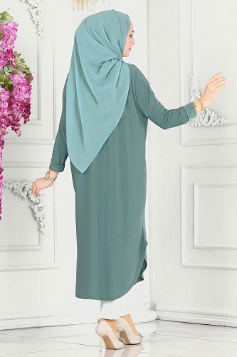 moda selvim Basic Sandy Tunik 2002MEY846 Mint - Thumbnail