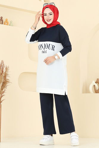 moda selvim Baskı Detaylı İki İp Takım 6039UZ662 Laci - Thumbnail