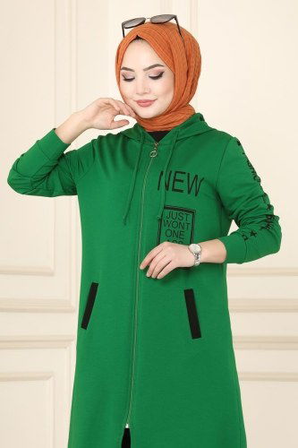 moda selvim Baskılı Rahat Spor Takım 7096NZR779 Benetton Yeşili&Siyah - Thumbnail