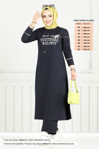 MRV P.M. - Baskılı Tesettür Takım 4098PM1063-M Laci