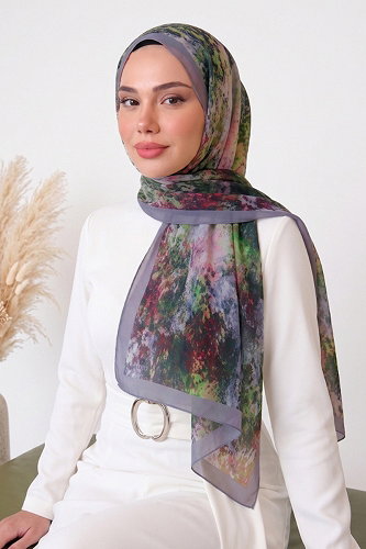 moda selvim Batik Desen Vual Şal Serisi 133ARTK1207 Antrasit - Thumbnail