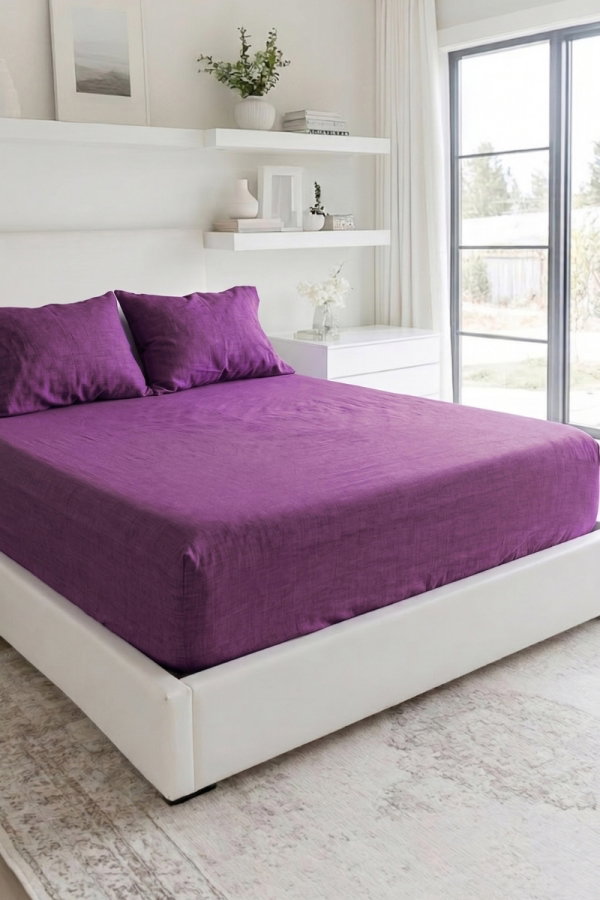 Modaselvim EV YAŞAM Battal Boy Çarşaf Takımı 1044HB1195 Mürdüm