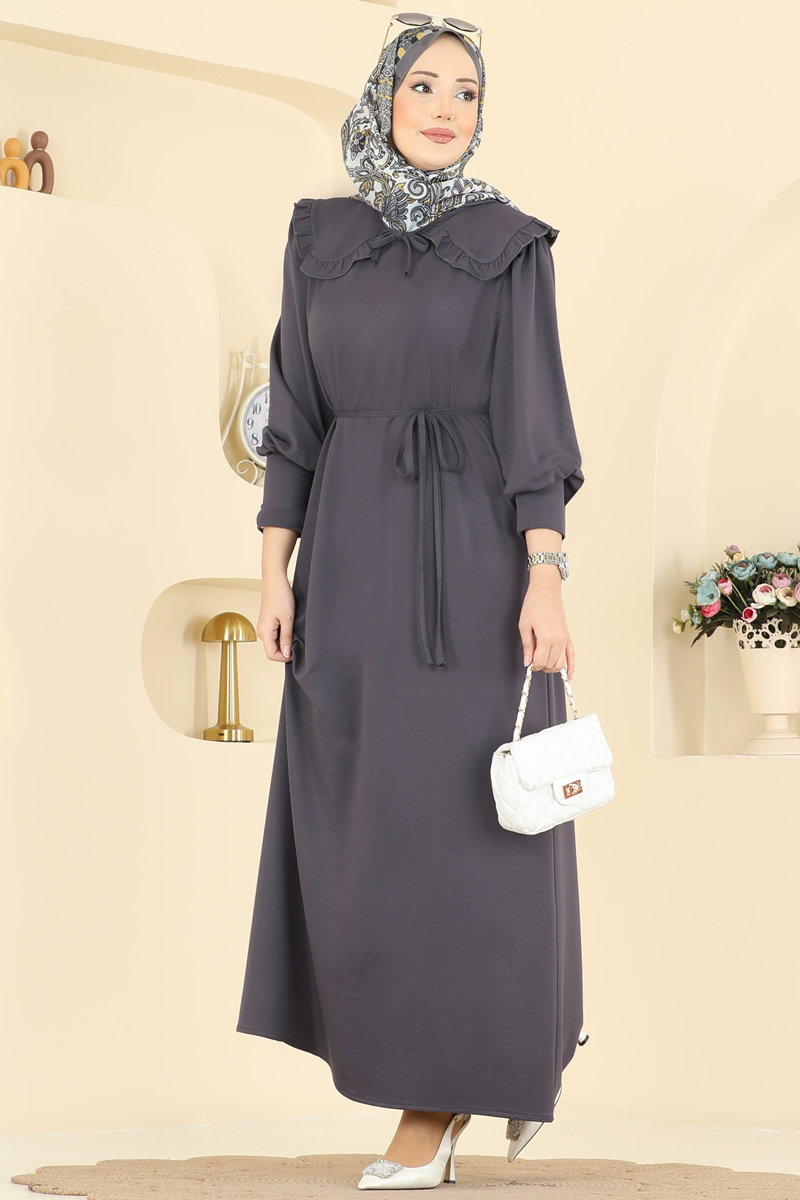 Bebe Yaka Kristal Elbise 0015UZ662 Antrasit