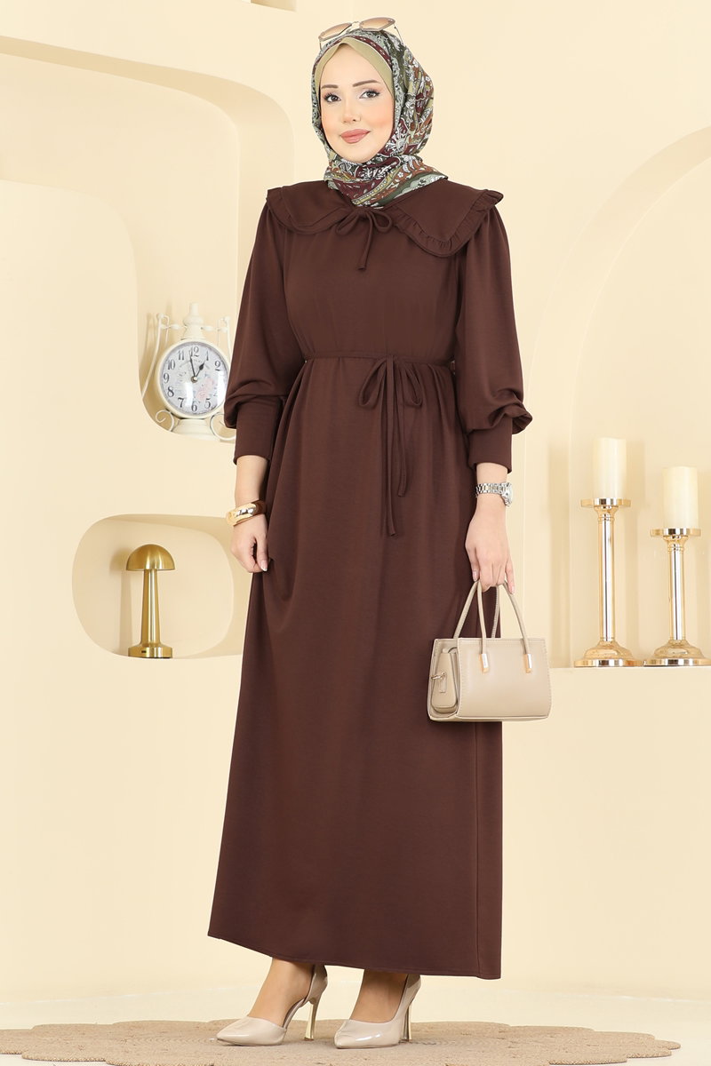Bebe Yaka Kristal Elbise 0015UZ662 Kahve