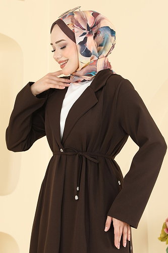 moda selvim Belden Bağcıklı 2 li Kombin 0366ERK1158 Kahve - Thumbnail