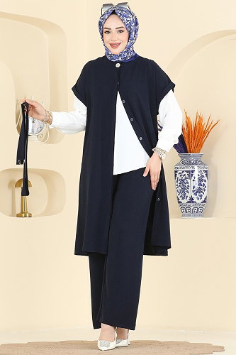 moda selvim Belden Bağcıklı Gömlek Takım 3274HBS856 Laci - Thumbnail