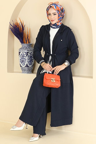 moda selvim Belden Bağcıklı Kapşonlu Takım 2923SLK540 Laci - Thumbnail