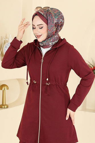 moda selvim Belden Bağcıklı Spor Takım PL9212 Bordo - Thumbnail