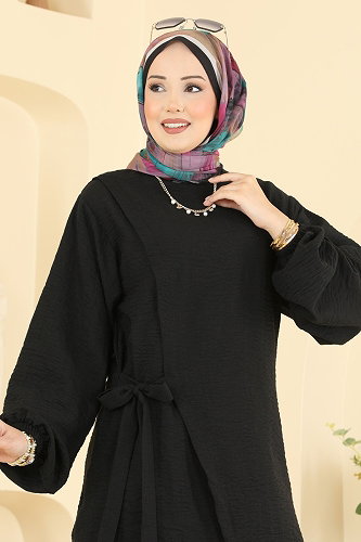 moda selvim Belden Bağlamalı 2 li Takım 0365ERK1158 Siyah - Thumbnail