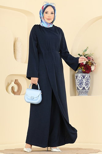 moda selvim Belden Bağlamalı Şık Tulum 6315BSK463 Laci - Thumbnail