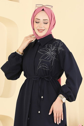 moda selvim Belden Bağlamalı Şık Tunik 2898SLK540 Laci - Thumbnail