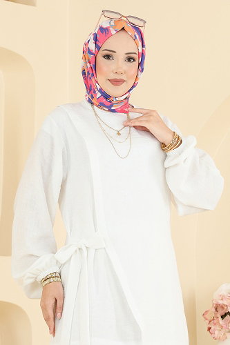 moda selvim Belden Bağlamlı 2 li Takım 0365ERK1158 Ekru - Thumbnail