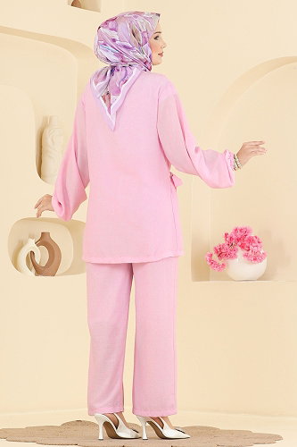 moda selvim Belden Bağlamlı 2 li Takım 0365ERK1158 Pembe - Thumbnail