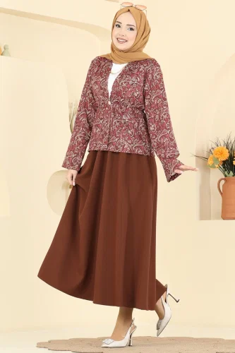 T.E.G. - Belden Büzgülü 2 li Takım 8062TEG847 Kahve