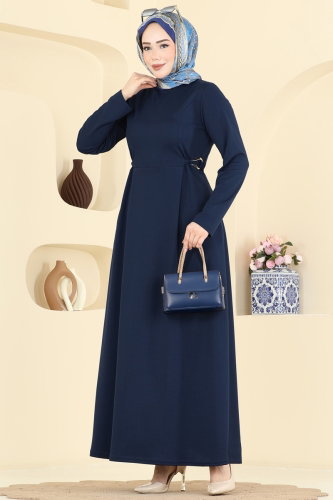 U.K.B. - Belden Tokalı Krep Elbise 24030UKB139 Laci
