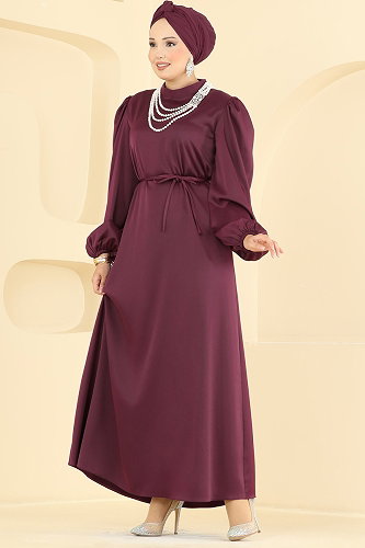 moda selvim Beli Bağcık Detaylı Abiye 3012ARL1089 Bordo - Thumbnail