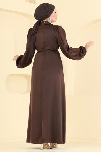 moda selvim Beli Bağcık Detaylı Abiye 3012ARL1089 Kahve - Thumbnail