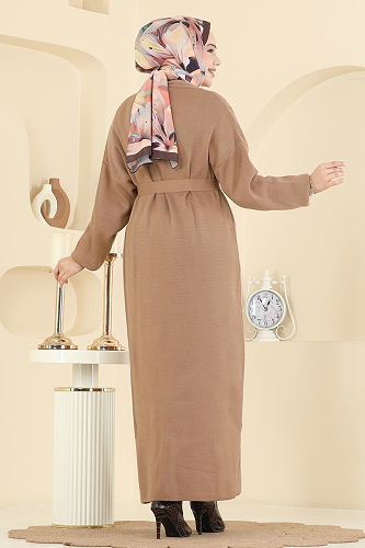 moda selvim Beli Bağcık Detaylı Hırka 8090KLB1050 Bisküvi - Thumbnail