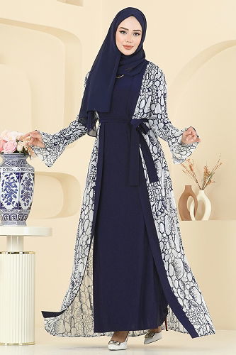 moda selvim Beli Bağcık Detaylı Şifon Takım 2821ELC1143 Laci - Thumbnail