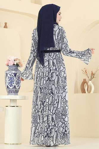 moda selvim Beli Bağcık Detaylı Şifon Takım 2821ELC1143 Laci - Thumbnail