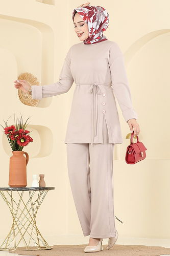 moda selvim Beli Bağcık Detaylı Takım 5712ZNK1009 Vizyon - Thumbnail