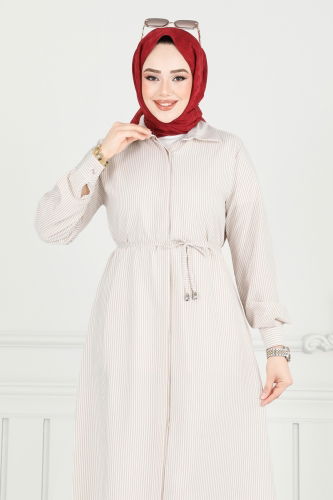 moda selvim Beli Bağcıklı Çizgili Tunik 3106HBS856 Vizyon - Thumbnail