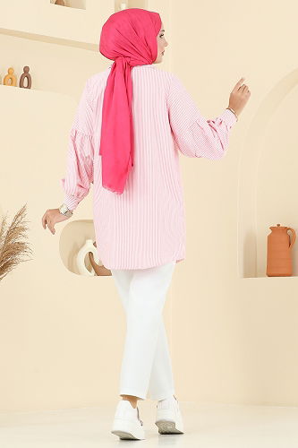 moda selvim Beli Bağcıklı Dabıl Pantolon 8109AB368 Ekru - Thumbnail