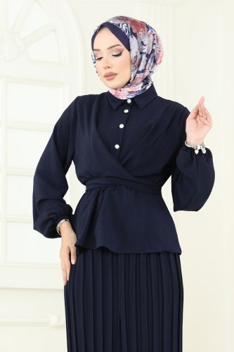 moda selvim Beli Bağcıklı Etekli Takım 1334MP806 Laci - Thumbnail
