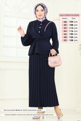 moda selvim Beli Bağcıklı Etekli Takım 1334MP806 Laci - Thumbnail