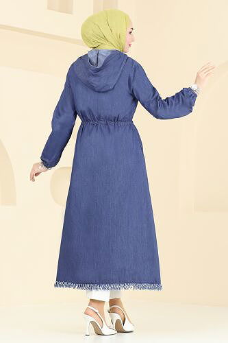 moda selvim Beli Bağcıklı Kot Kap 4262MKL719 Koyu Kot - Thumbnail