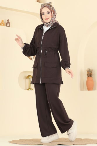 B.R.Z - Beli Bağcıklı Modal Takım 4459BRZ597 Acı Kahve