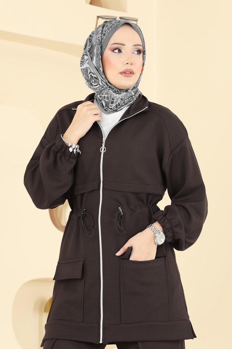 Beli Bağcıklı Modal Takım 4459BRZ597 Açık Kahve