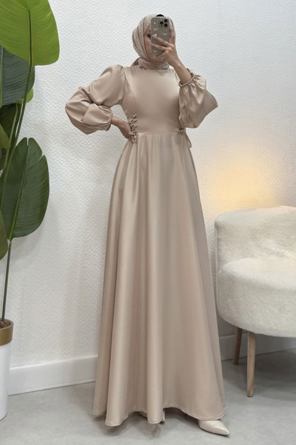 Modaselvim ABİYE Beli Bağcıklı Saten Abiye 4637ALG474 Taş