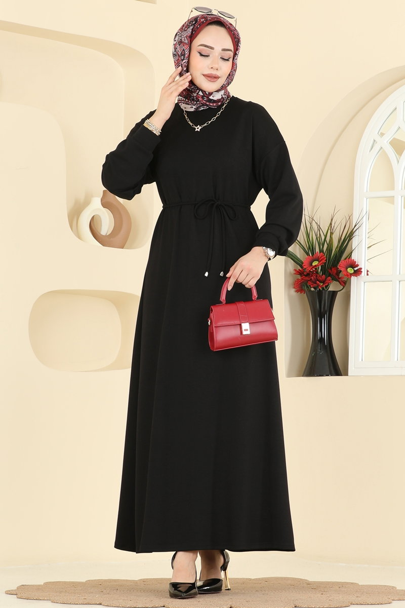 Beli Bağcıklı Spor Elbise 7053TEG847 Siyah