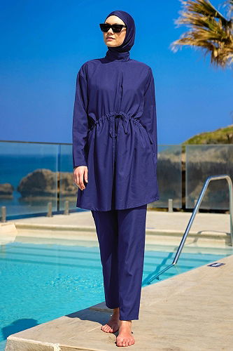 moda selvim Beli Bağcıklı Tam Kapalı Mayo 2502MRNK1139 Laci - Thumbnail