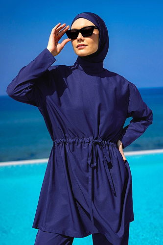 moda selvim Beli Bağcıklı Tam Kapalı Mayo 2502MRNK1139 Laci - Thumbnail