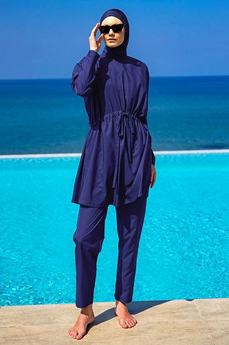 moda selvim Beli Bağcıklı Tam Kapalı Mayo 2502MRNK1139 Laci - Thumbnail