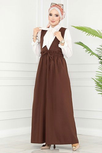 moda selvim Beli Bağcıklı Terikoton Jile 3004KTR750 Kahve - Thumbnail