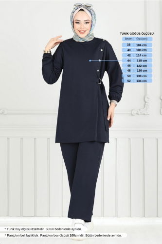 MRV A.Y.D. - Beli Bağcıklı Tesettür Takım 2708AYD969-M Laci