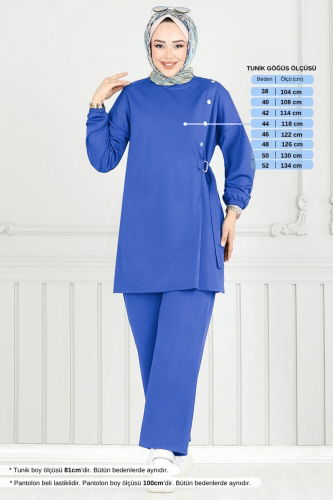 MRV A.Y.D. - Beli Bağcıklı Tesettür Takım 2708AYD969-M Saks