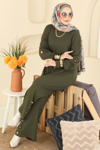 A.Y.D. - Beli Bağcıklı Triko Takım 2746AYD574 Haki