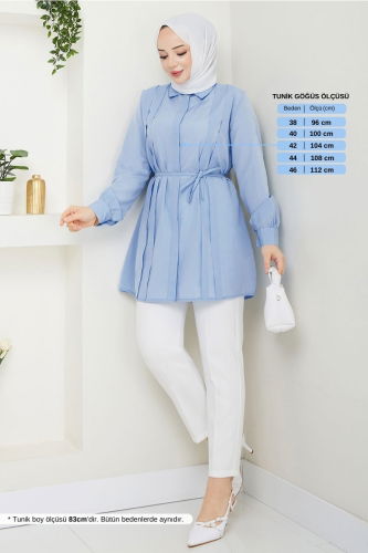 MRV A.S.N. - Beli Bağcıklı Tunik 273ASN936-M Bebe Mavisi