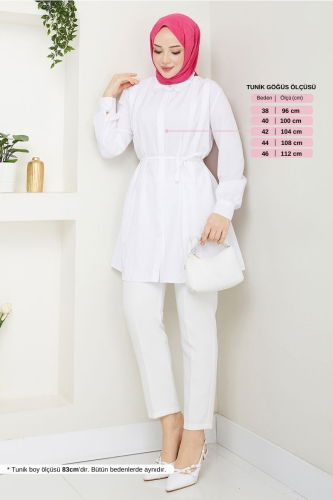 MRV A.S.N. - Beli Bağcıklı Tunik 273ASN936-M Ekru