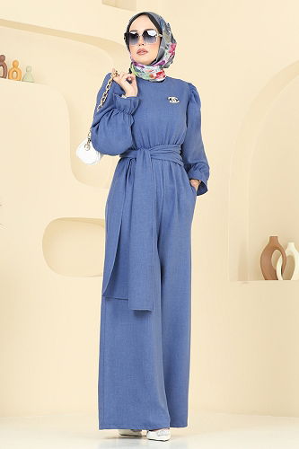 moda selvim Beli Bağlamalı Sofia Tulum 2689SL432 İndigo - Thumbnail