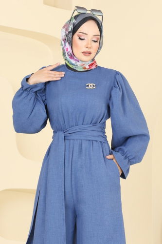 moda selvim Beli Bağlamalı Sofia Tulum 2689SL432 İndigo - Thumbnail