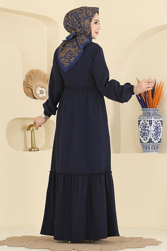 moda selvim Beli Fırfırlı Dabıl Ferace 2798SL432 Laci - Thumbnail